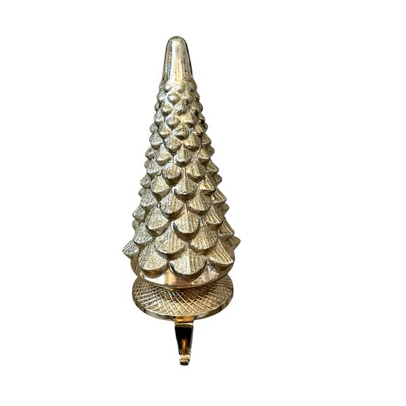 NEIMAN MARCUS Shiny Gold Tree Christmas Stocking Holder 11in Holiday Decor New - Picture 8 of 15